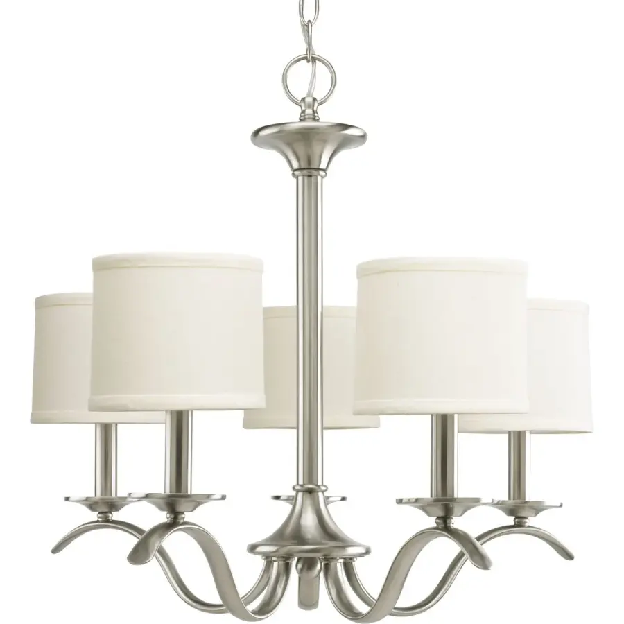 Inspire Collection Five-Light Chandelier with Off-White Linen Shades - Image 1