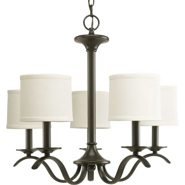 Inspire Collection Five-Light Chandelier with Off-White Linen Shades - Image 2