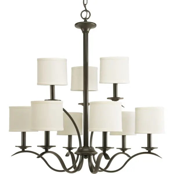 Inspire Collection Nine-Light Chandelier with Off-White Linen Shades - Image 2