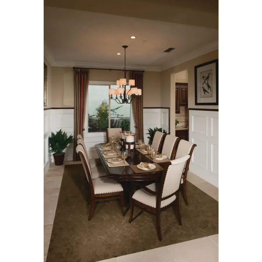 Inspire Collection Nine-Light Chandelier with Off-White Linen Shades - Image 3