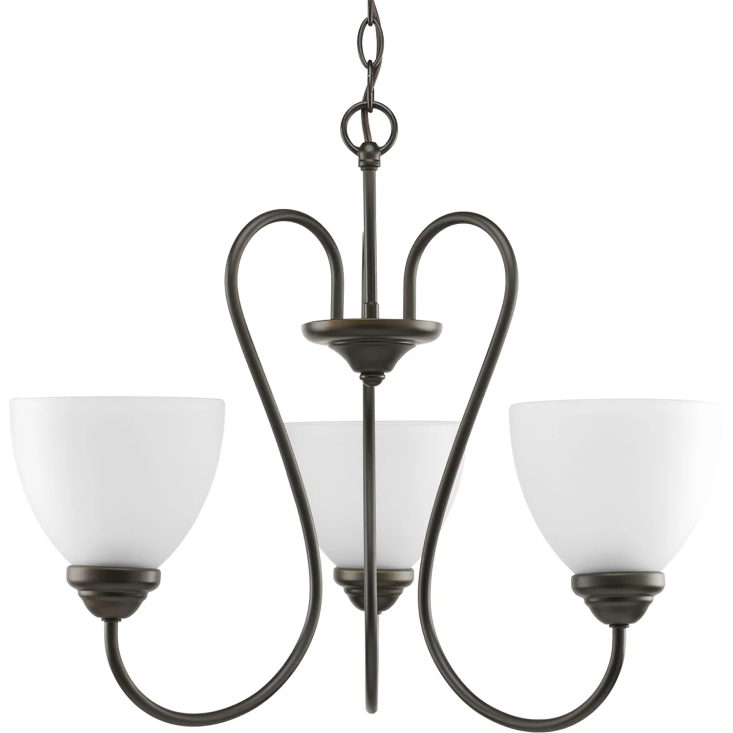 Heart Three Light Chandelier in Antique Bronze