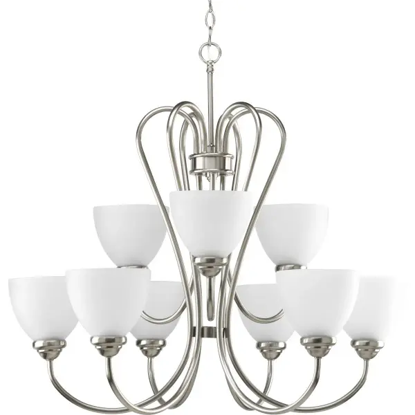 Heart Collection Nine-Light Etched Glass Chandelier - Image 1