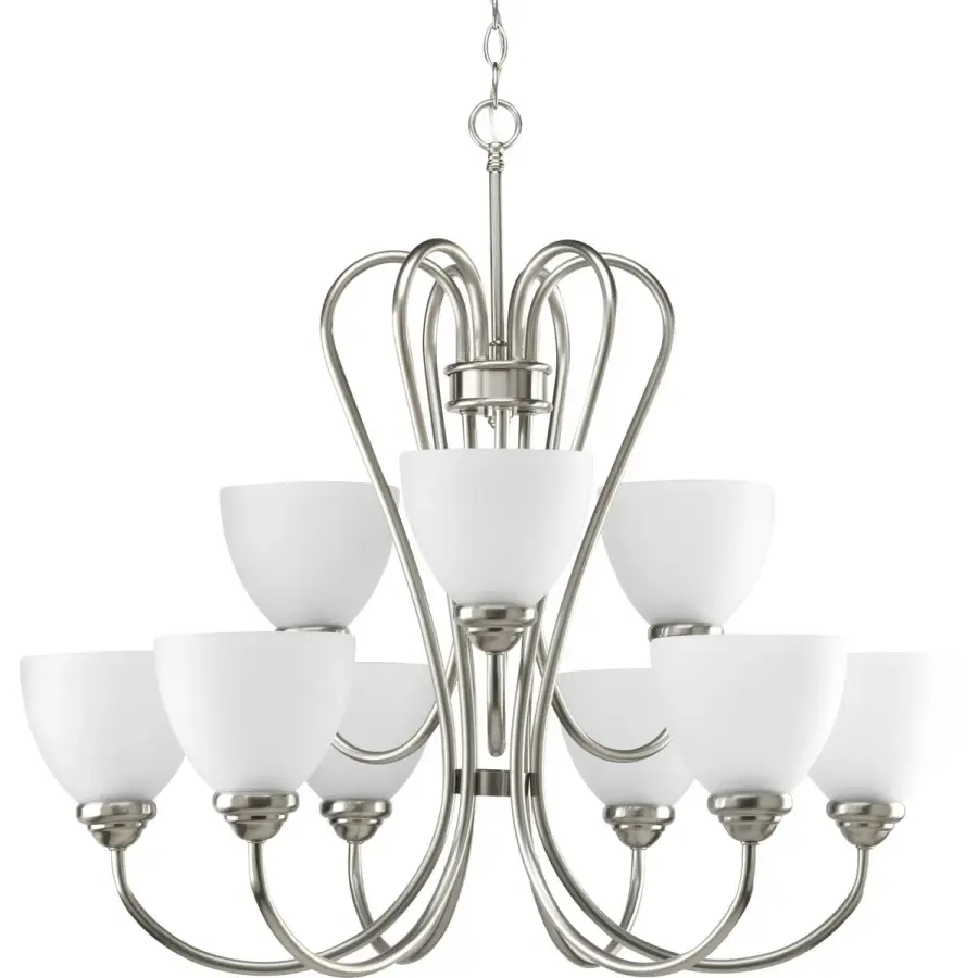 Heart Collection Nine-Light Etched Glass Chandelier - Image 1