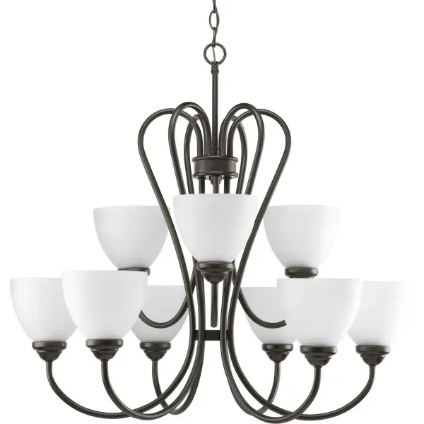 Heart Collection Nine-Light Etched Glass Chandelier - Image 2