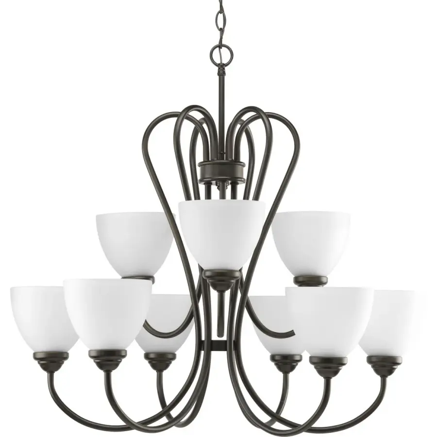 Heart Collection Nine-Light Etched Glass Chandelier - Image 2