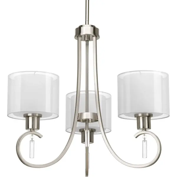 Invite Collection Three-Light Chandelier with White Silk Mylar Shades - Image 1