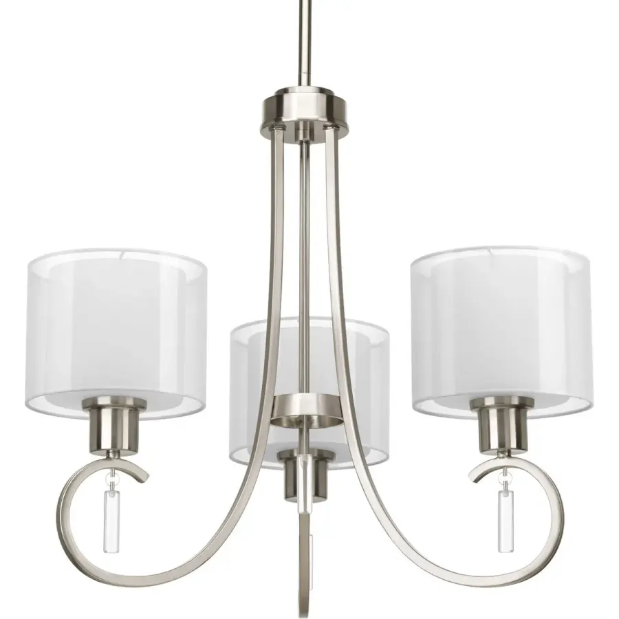 Invite Collection Three-Light Chandelier with White Silk Mylar Shades - Image 1
