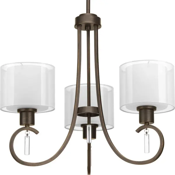 Invite Collection Three-Light Chandelier with White Silk Mylar Shades - Image 2