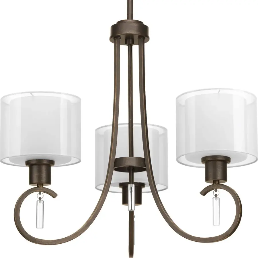 Invite Collection Three-Light Chandelier with White Silk Mylar Shades - Image 2
