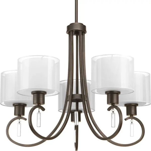 Invite Collection Five-Light Chandelier with White Silk Mylar Shades - Image 1