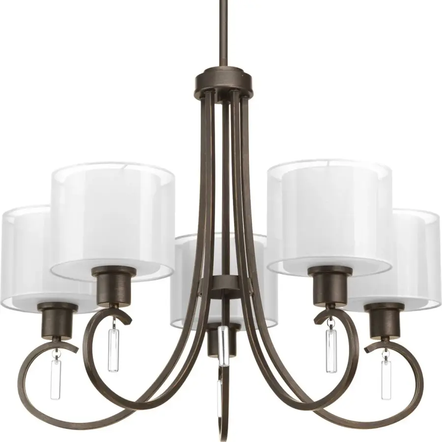 Invite Collection Five-Light Chandelier with White Silk Mylar Shades - Image 1