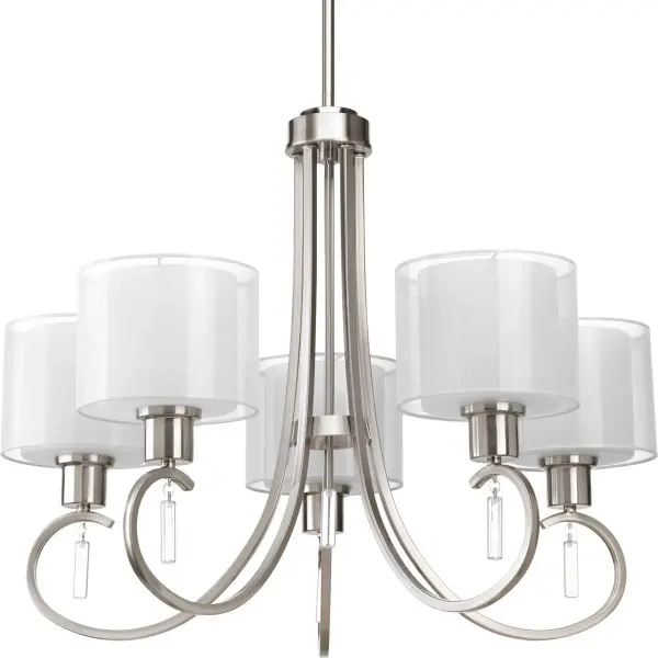 Invite Collection Five-Light Chandelier with White Silk Mylar Shades - Image 2
