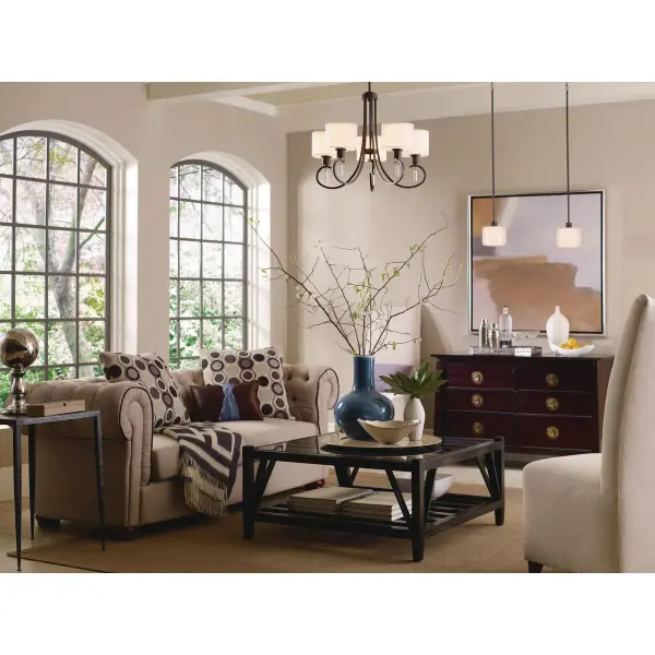 Invite Collection Five-Light Chandelier with White Silk Mylar Shades - Image 3