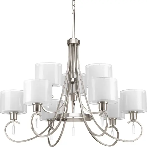 Invite Collection Nine-Light Chandelier with White Silk Mylar Shades - Image 1