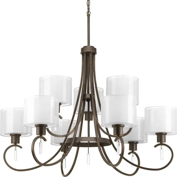 Invite Collection Nine-Light Chandelier with White Silk Mylar Shades - Image 2