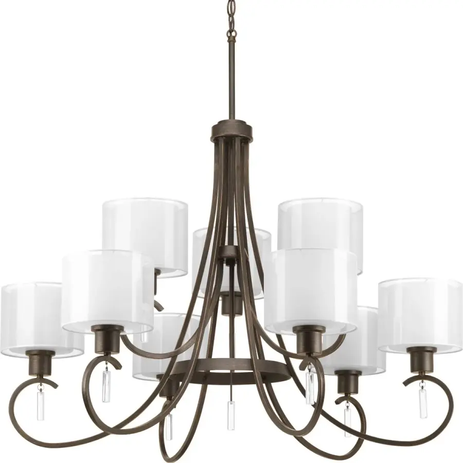 Invite Collection Nine-Light Chandelier with White Silk Mylar Shades - Image 2
