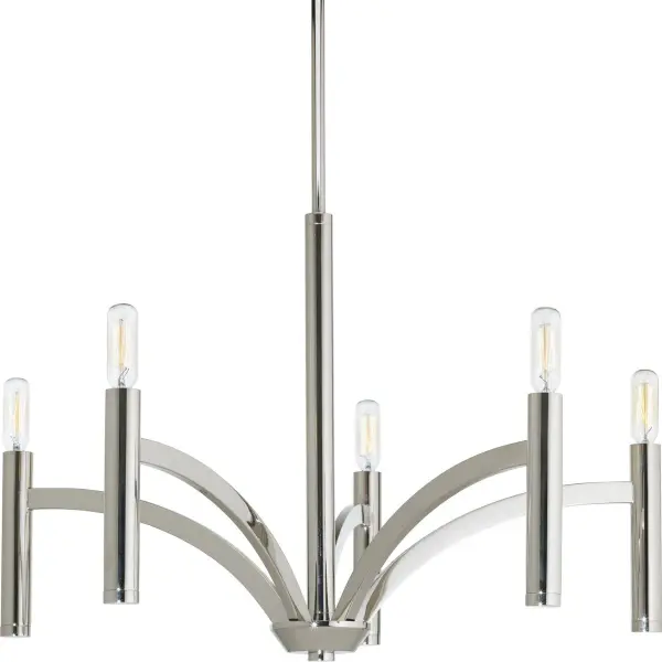 Elegant Five-Light Chandelier with Polished Nickel Finish - Image 1