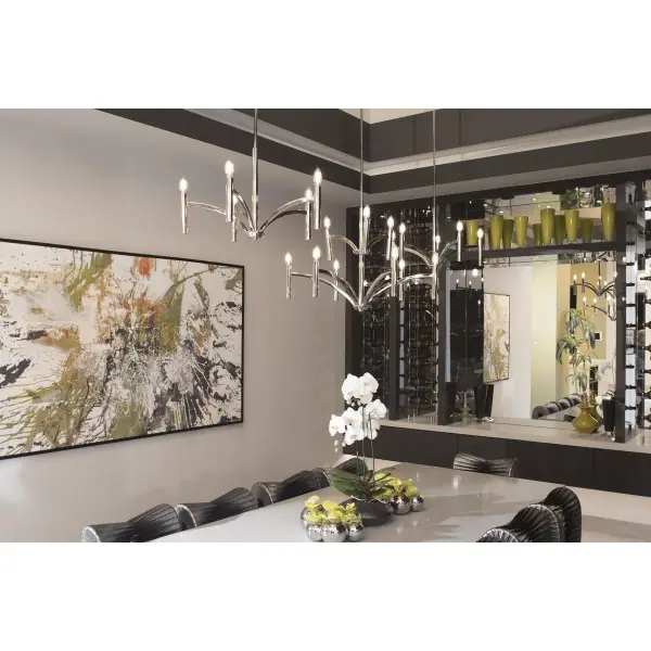 Elegant Five-Light Chandelier with Polished Nickel Finish - Image 2