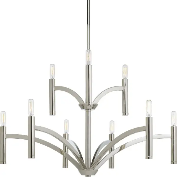 Elegant Two-Tier Statement Chandelier with Luxe Polished Nickel Finish - Image 1