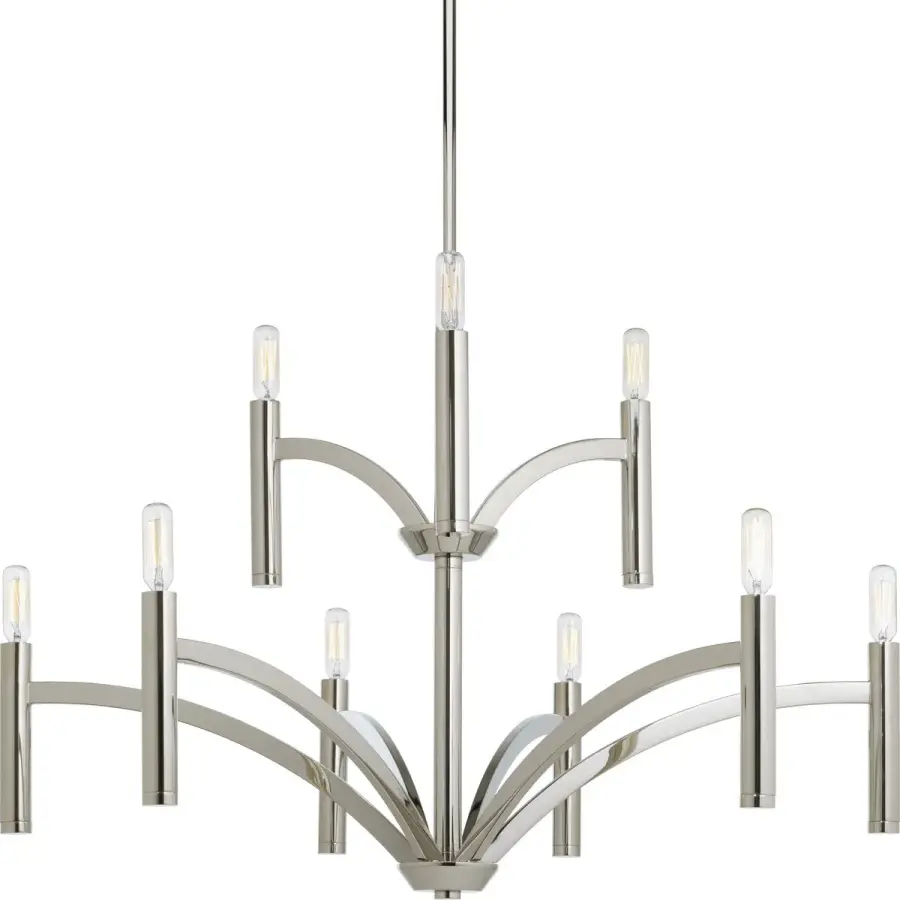 Elegant Two-Tier Statement Chandelier with Luxe Polished Nickel Finish - Image 1