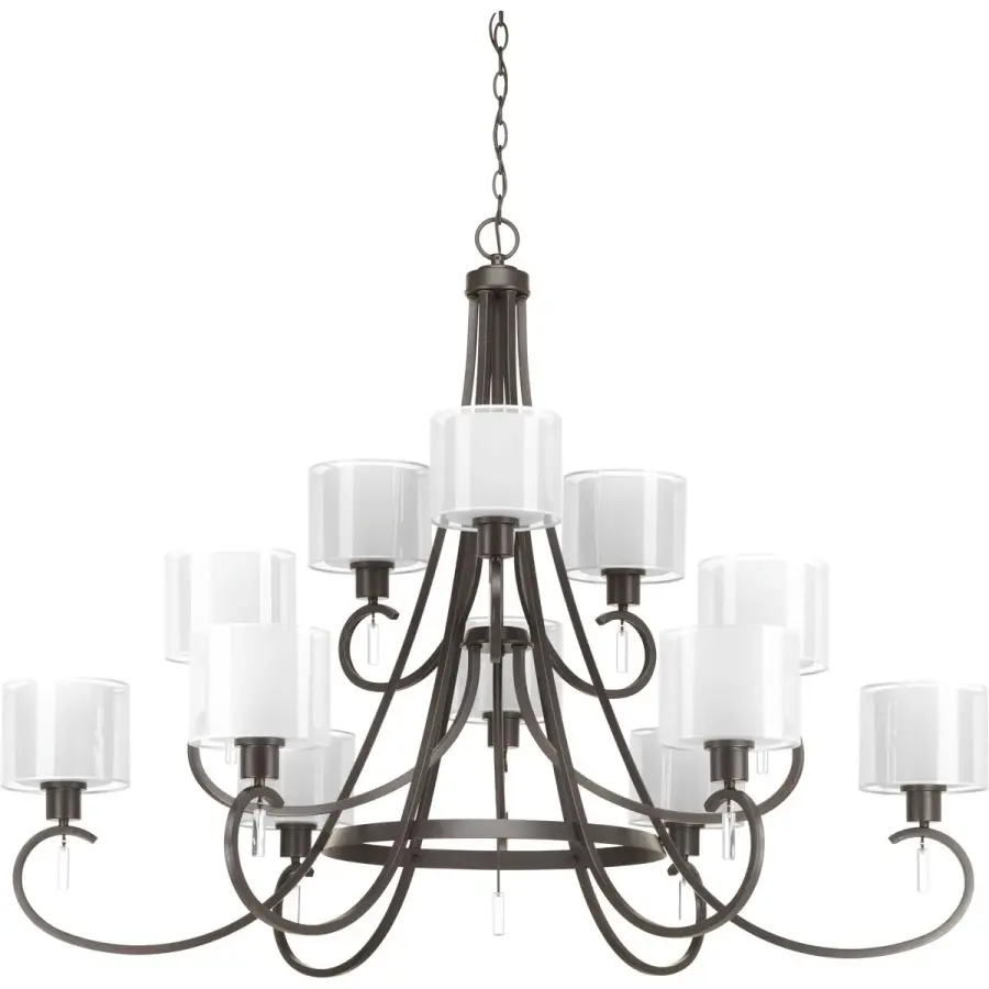 Invite Collection Twelve-Light Chandelier with Silk Mylar Shades