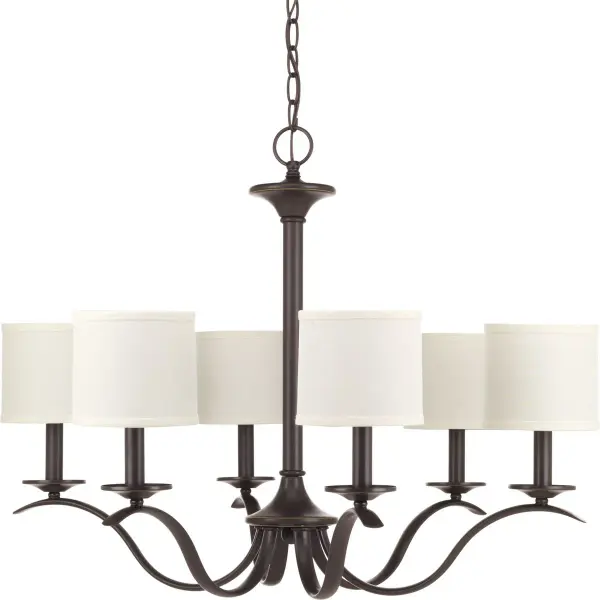Inspire Collection Six-Light Chandelier with White Linen Shades - Image 2