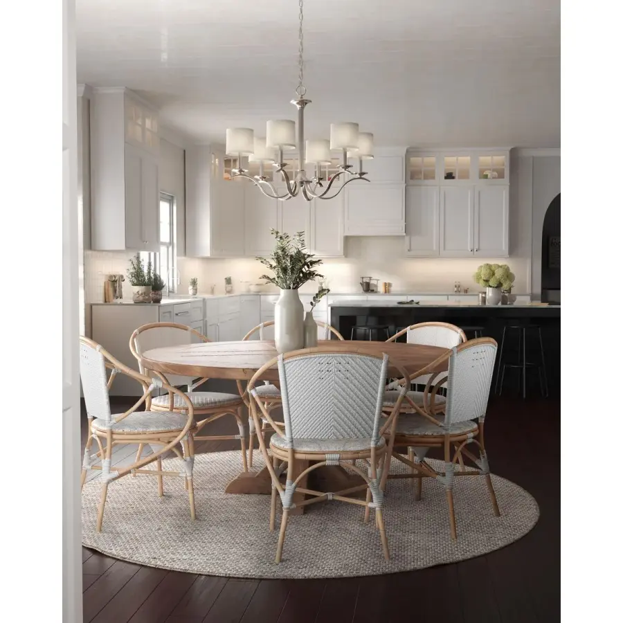 Inspire Collection Six-Light Chandelier with White Linen Shades - Image 3