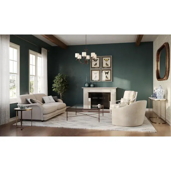 Inspire Collection Six-Light Chandelier with White Linen Shades - Image 4
