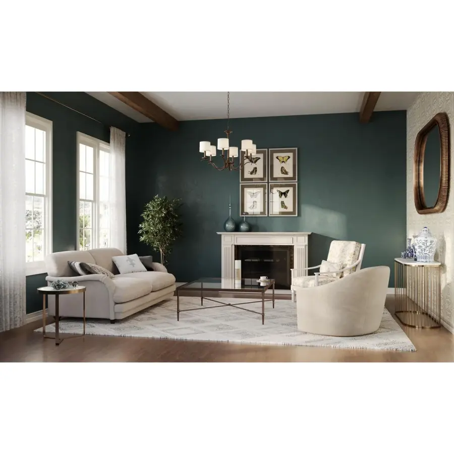 Inspire Collection Six-Light Chandelier with White Linen Shades - Image 4
