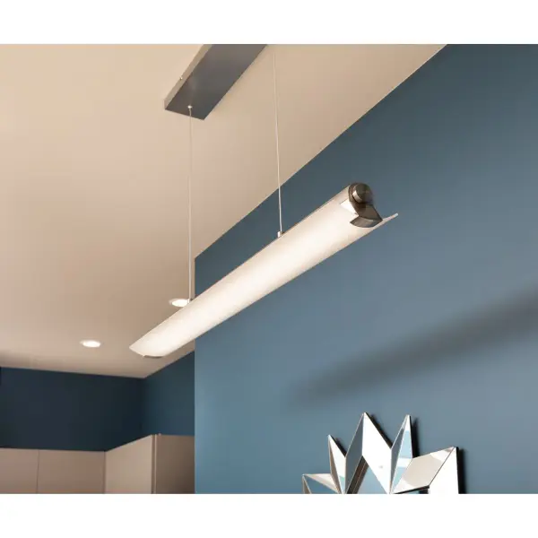 The Concourse LED Linear Pendant delivers contemporary style with integrated LED technology. Its brushed nickel finish and clean linear form make it ideal for kitchen islands and dining areas seeking modern illumination. - alternate view