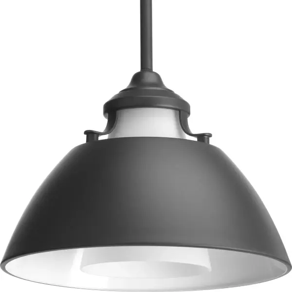 The Carbon Collection pendant combines clean mid-century lines with etched white glass for a sophisticated look. Its graphite finish and compact size make it versatile for various spaces, from kitchen islands to bedrooms. - alternate view