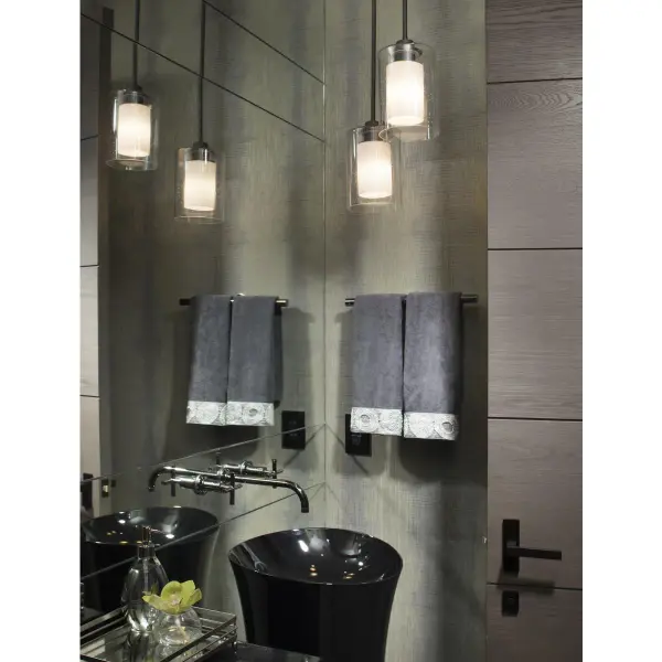 Double Glass Etched White & Seeded Glass Pendant Light - Image 3