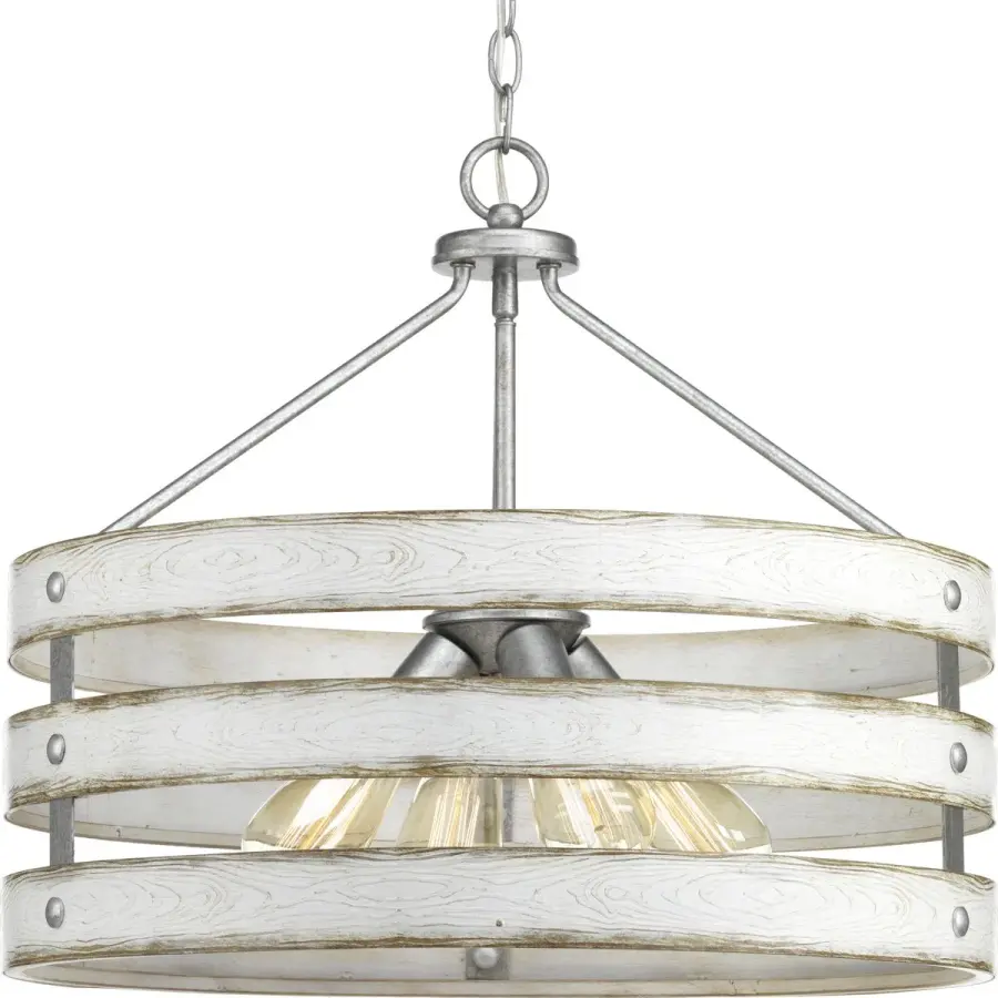 Coastal-Inspired Four-Light Pendant with Galvanized Finish - Image 1