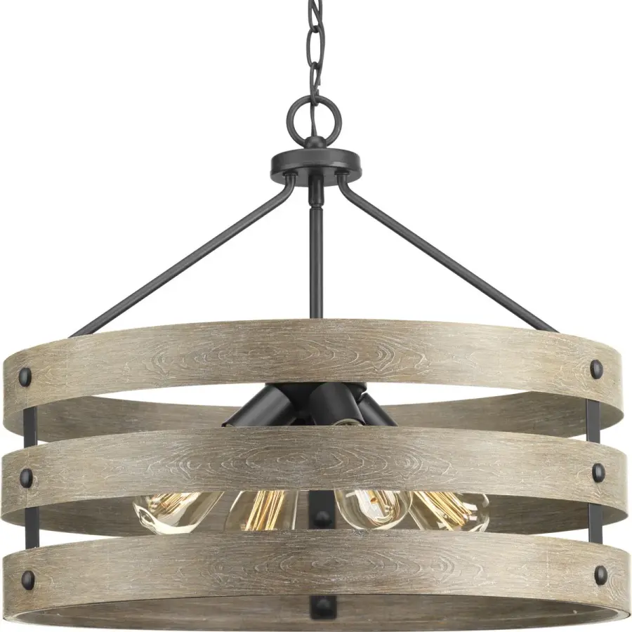 Coastal-Inspired Four-Light Pendant with Galvanized Finish - Image 2