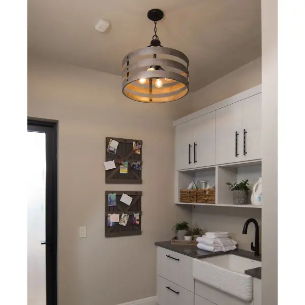 Coastal-Inspired Four-Light Pendant with Galvanized Finish - Image 4