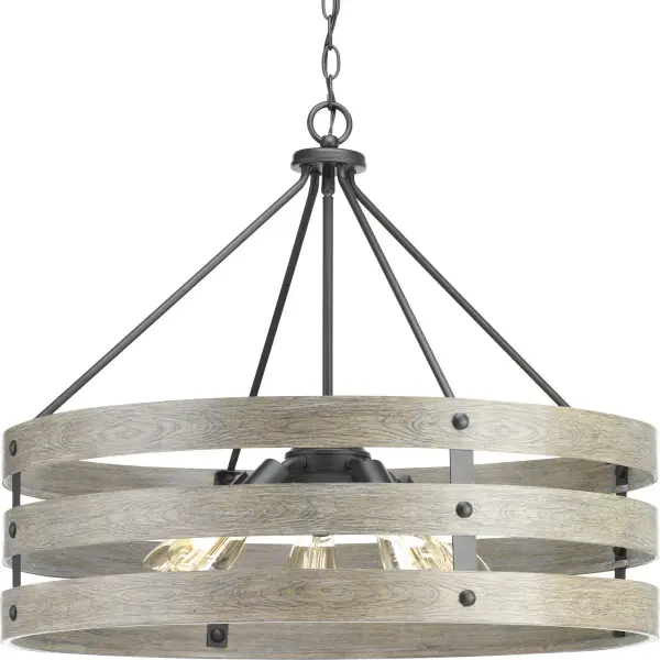 Coastal-Inspired Five-Light Pendant with Rustic Galvanized Finish - Image 1