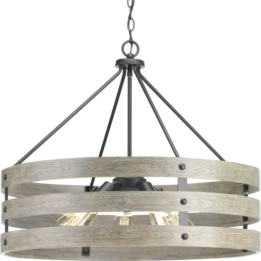 Coastal-Inspired Five-Light Pendant with Rustic Galvanized Finish - Image 1