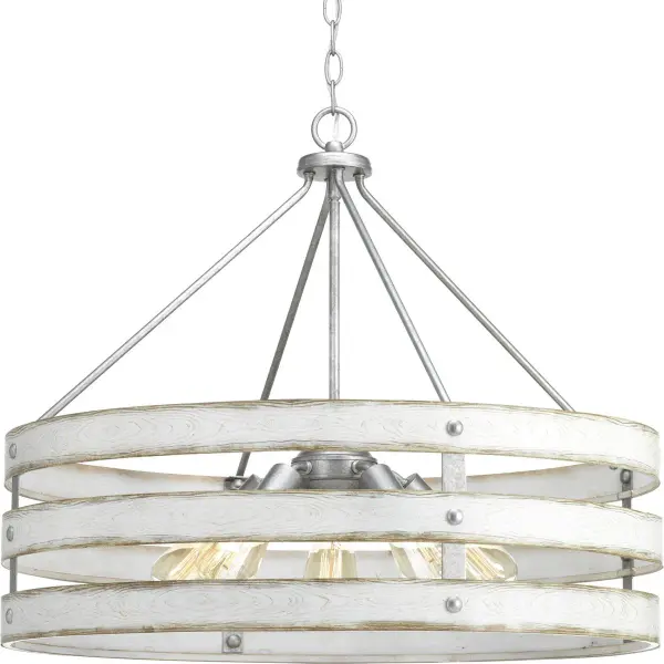 Coastal-Inspired Five-Light Pendant with Rustic Galvanized Finish - Image 2