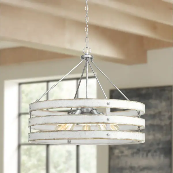 Coastal-Inspired Five-Light Pendant with Rustic Galvanized Finish - Image 4