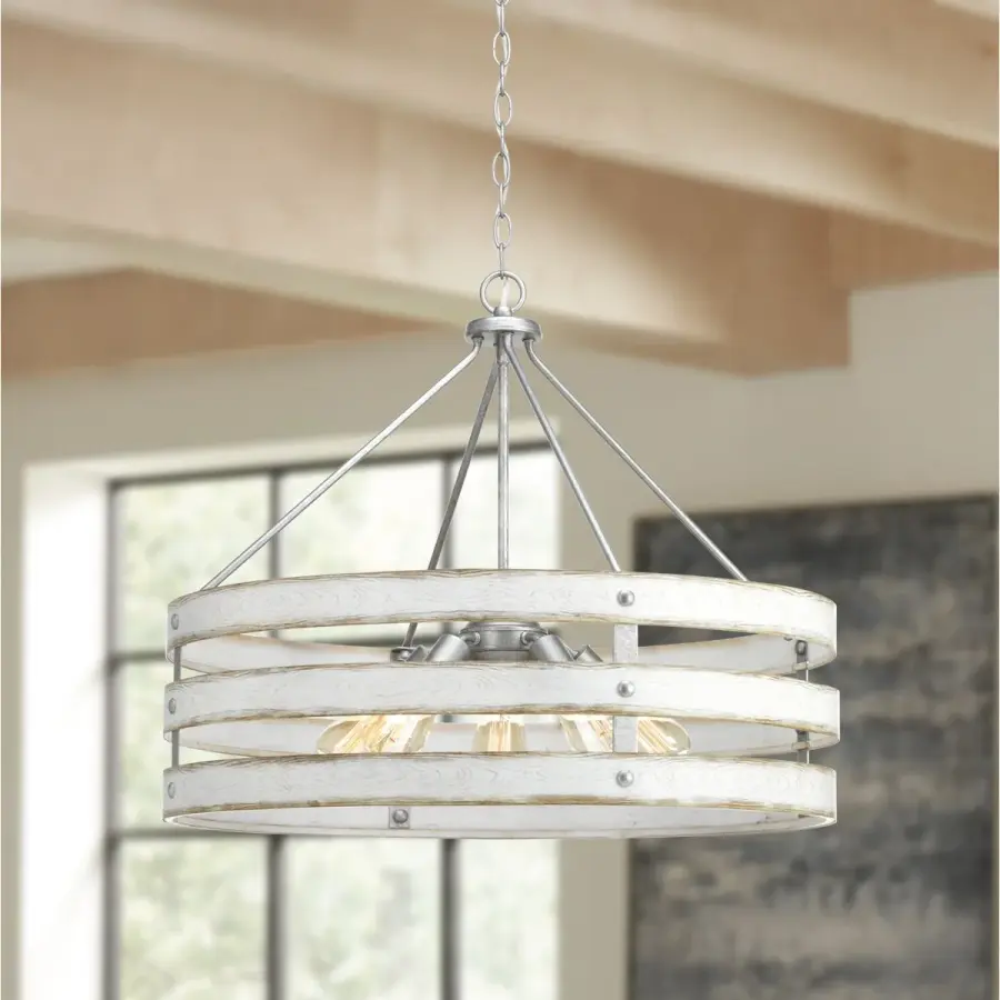 Coastal-Inspired Five-Light Pendant with Rustic Galvanized Finish - Image 4