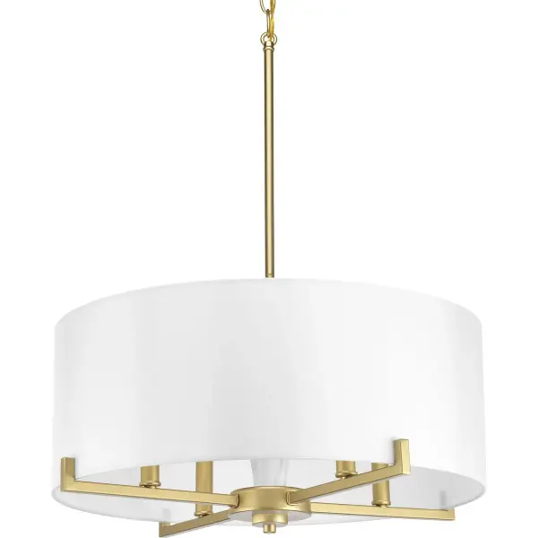 Palacio Four-Light Vintage Gold Pendant with White Silk Shades - Image 1