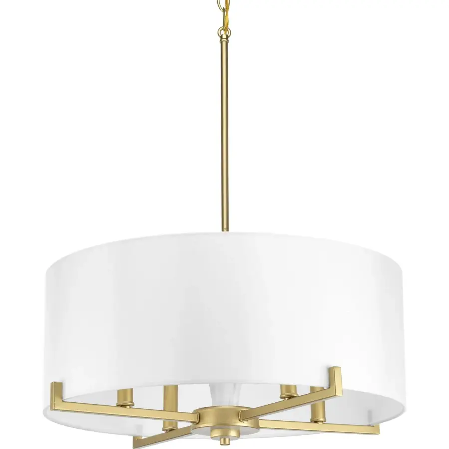 Palacio Four-Light Vintage Gold Pendant with White Silk Shades - Image 1