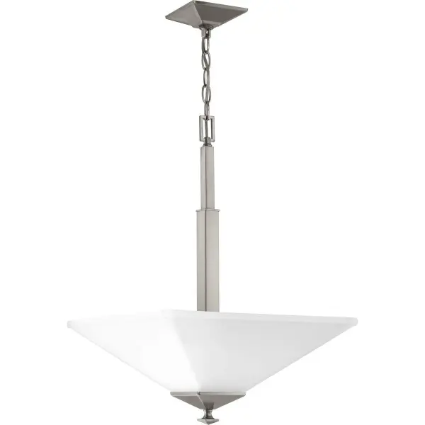 The Clifton Heights inverted pendant blends modern farmhouse charm with craftsman simplicity. Its brushed nickel finish and two-light design provide ample illumination while maintaining a refined, understated aesthetic.