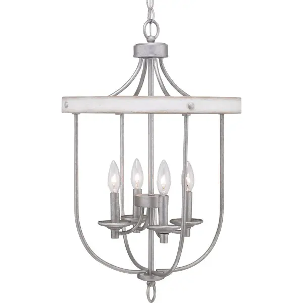Coastal-Inspired Four-Light Foyer Pendant with Galvanized Finish - Image 1