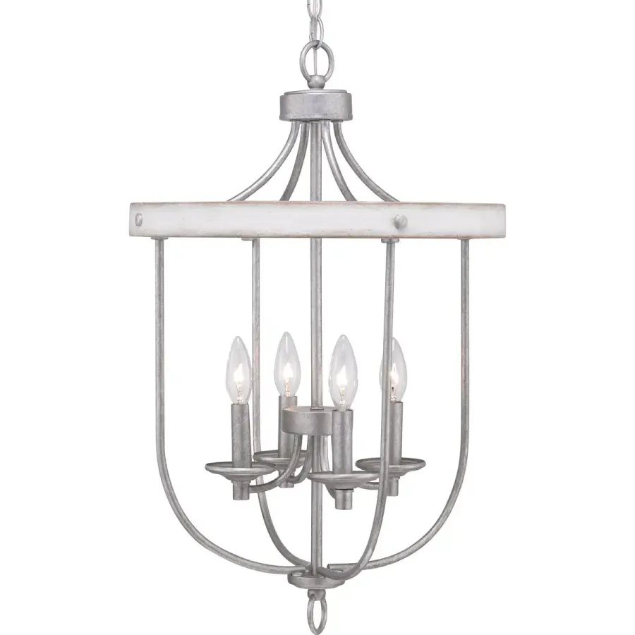 Coastal-Inspired Four-Light Foyer Pendant with Galvanized Finish - Image 1