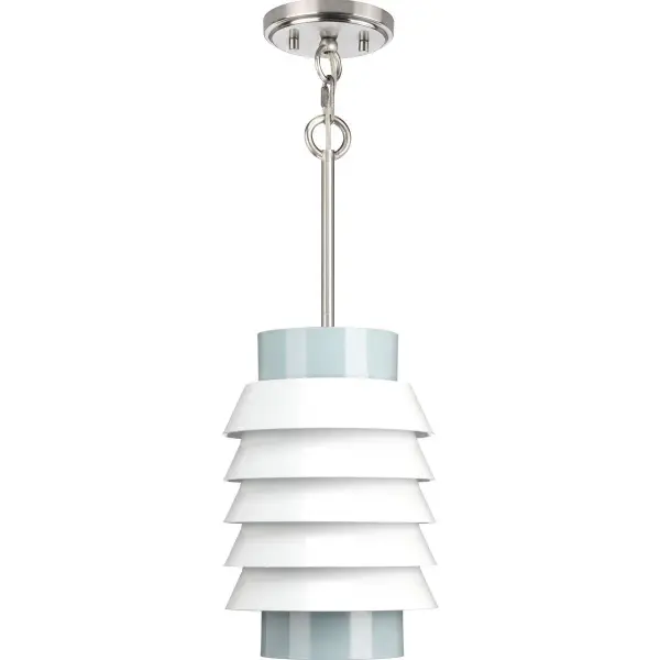 The Point Dume Onshore pendant brings sophisticated coastal style to any space with its brushed nickel finish and clean modern lines. Part of the Design Series, this fixture balances contemporary aesthetics with relaxed seaside elegance.