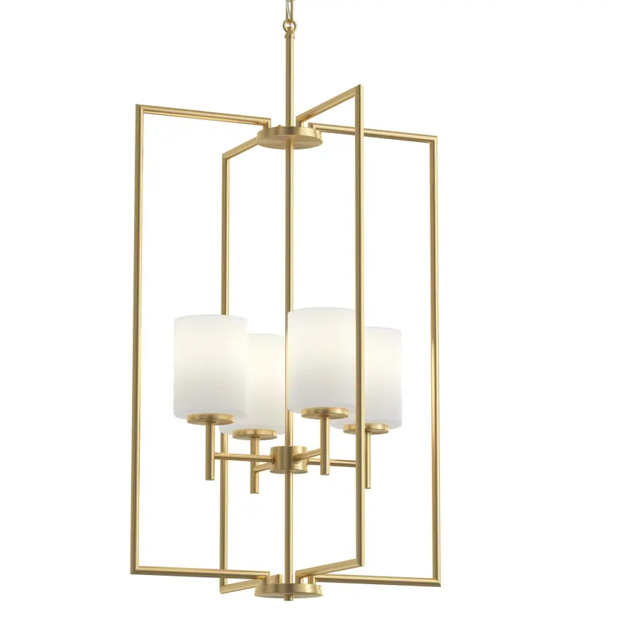 Replay Collection Four-Light Etched White Glass Pendant - Image 4