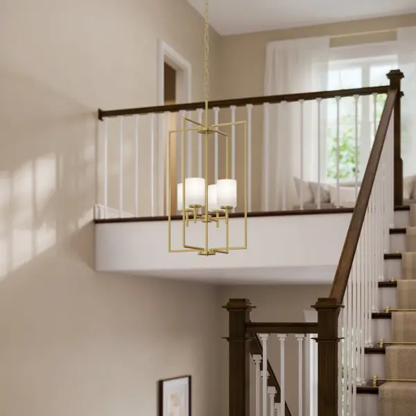 Replay Collection Four-Light Etched White Glass Pendant - Image 5