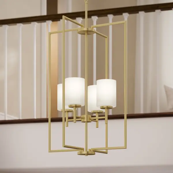 Replay Collection Four-Light Etched White Glass Pendant - Image 6