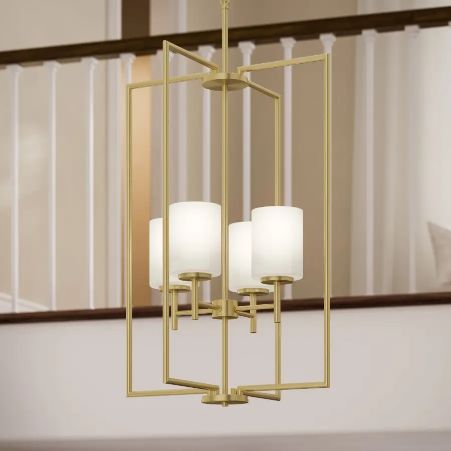 Replay Collection Four-Light Etched White Glass Pendant - Image 6